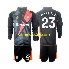 Camisolas de futebol Aston Villa Emiliano Martinez 23 Guarda Redes Criança Equipamento Alternativa 2024/25 Manga Comprida